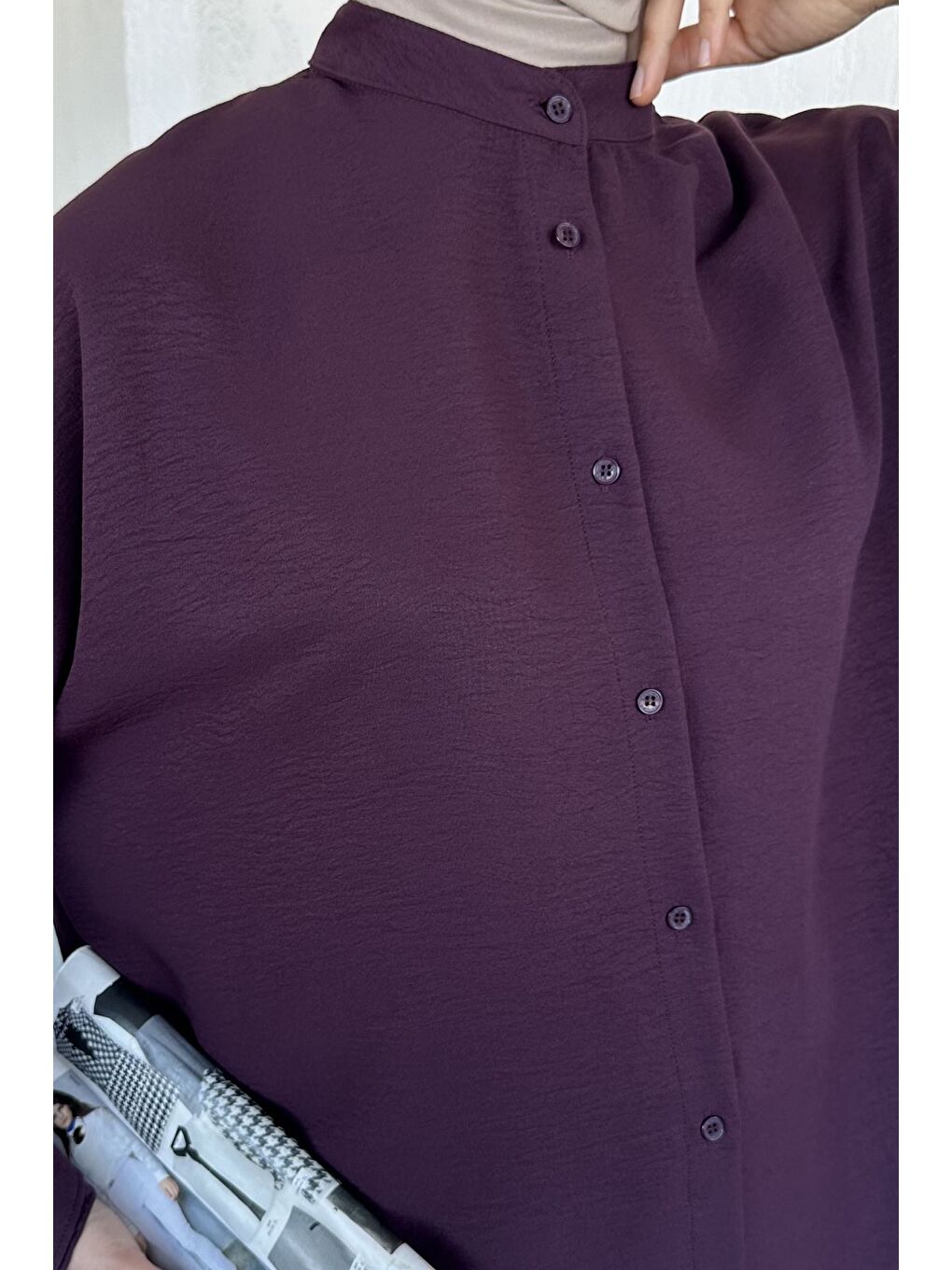 Mürdüm Hakim Yaka Basic Tesettür Tunik-3