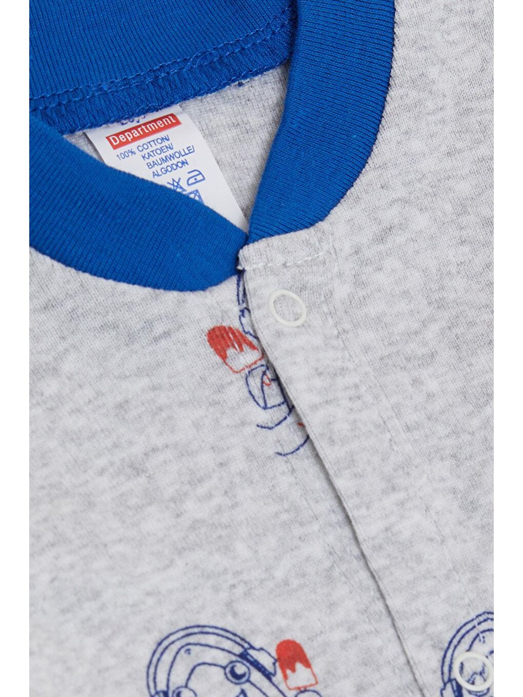 Erkek Bebek Tulum Yaz Temalı Çılgın Köpek Balığı Desenli Açık Gri Melanj (0-6 Ay)-2