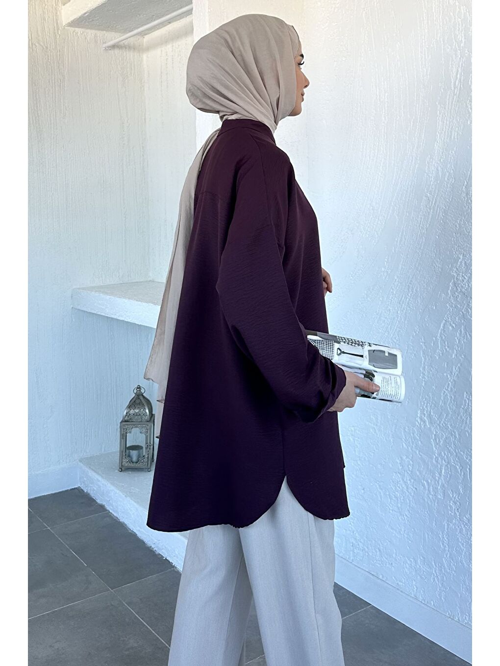 Mürdüm Hakim Yaka Basic Tesettür Tunik-6