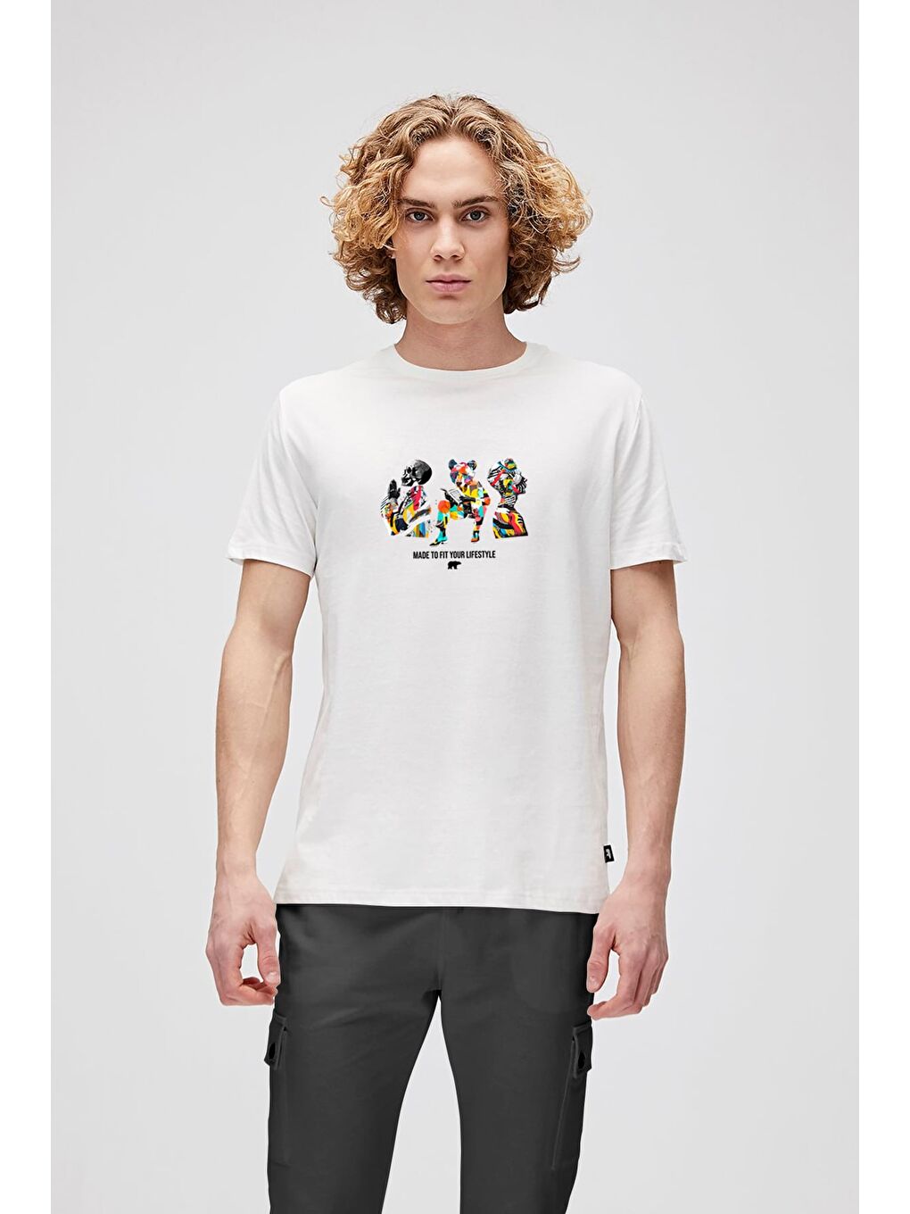To Fıt Beyaz Erkek Baskılı Tişört