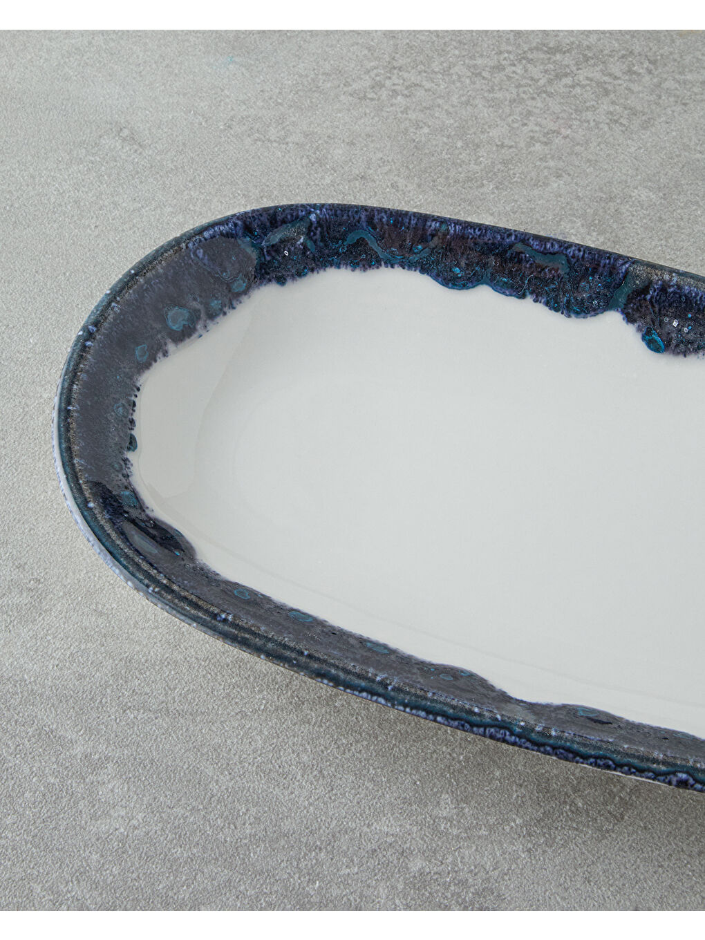 Larry Porselen Kayık Tabak 24 cm Lacivert-2