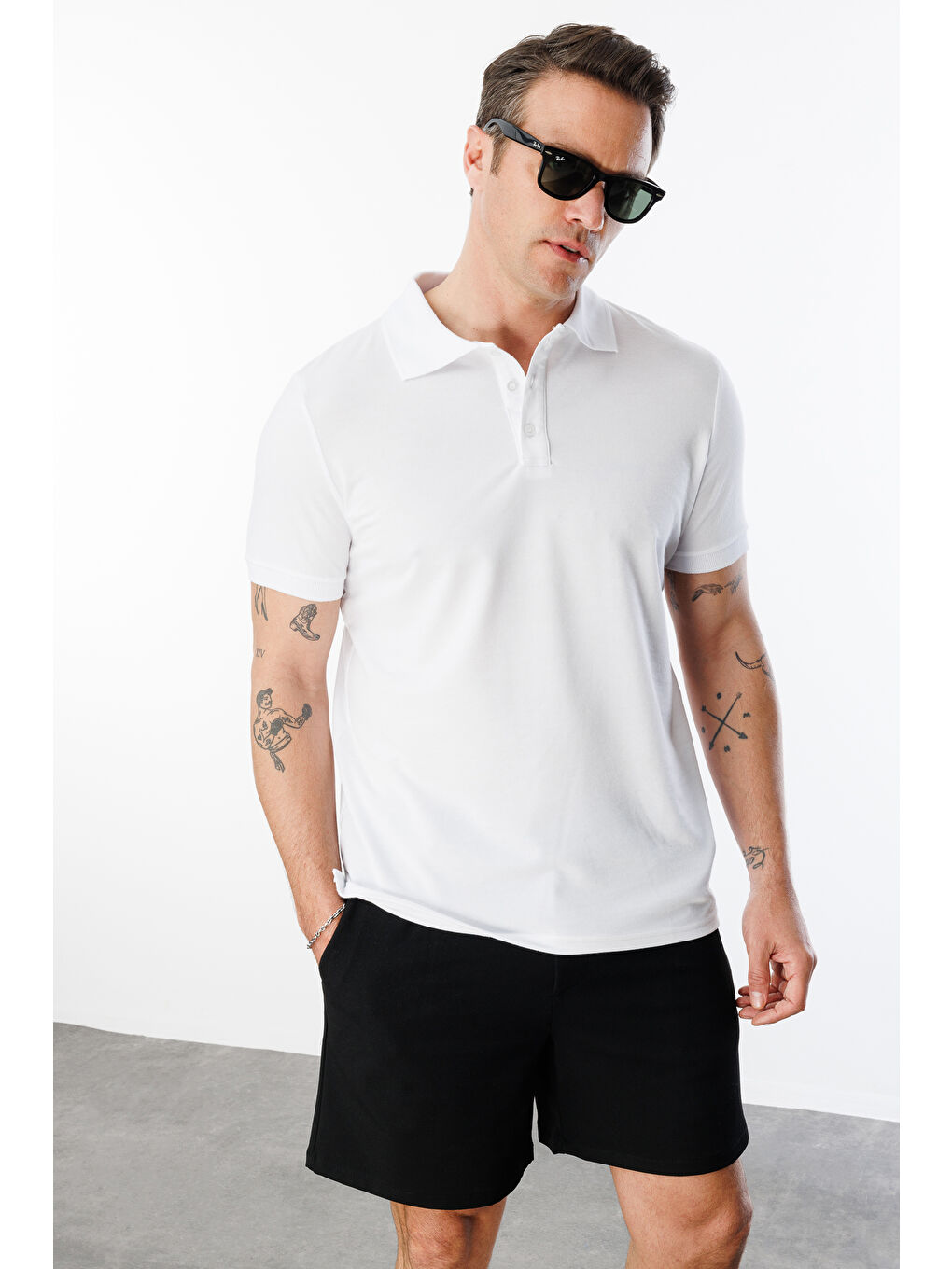 Lacivert Erkek 2'li Çekmeyen Pamuklu Kumaş Regular Fit Standart Kesim Polo Yaka Tişört POLOYAKA-T-SHIRT2-3
