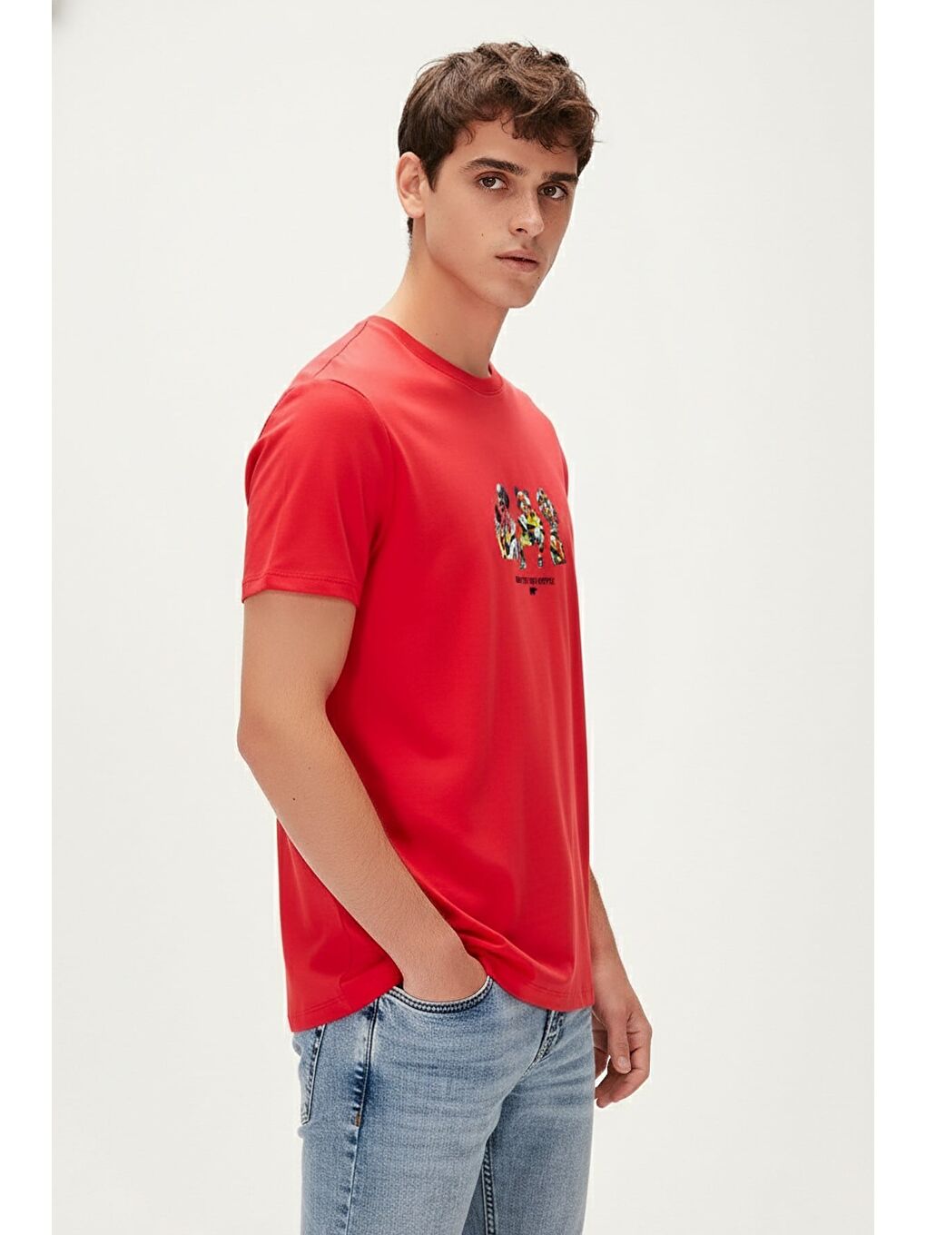 To Fıt Kırmızı Erkek Baskılı Tişört-1