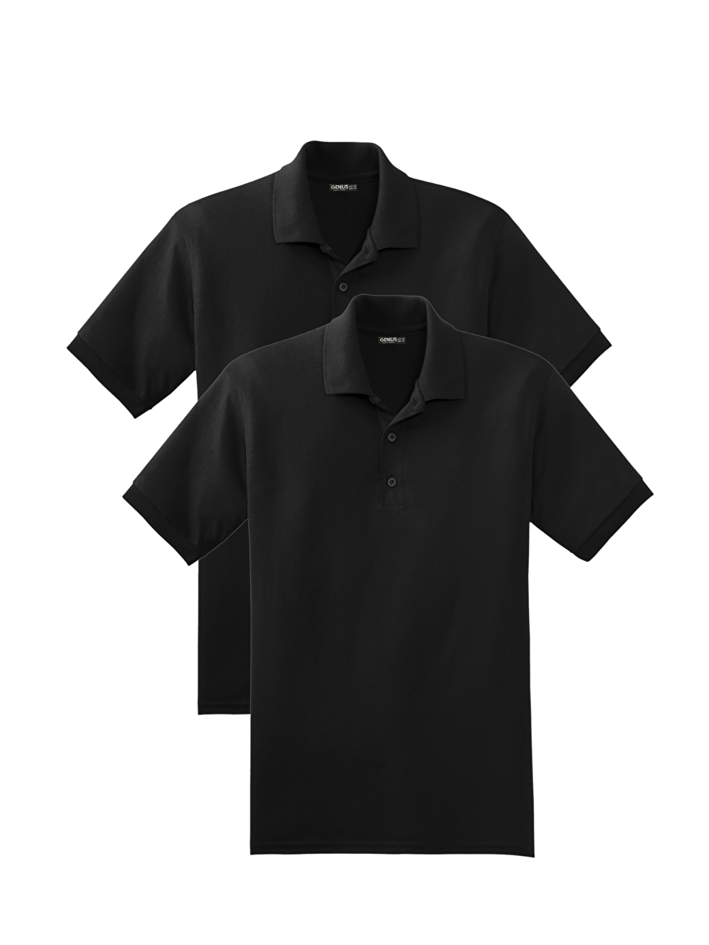 Siyah Erkek 2'li Çekmeyen Pamuklu Kumaş Regular Fit Standart Kesim Polo Yaka Tişört POLOYAKA-T-SHIRT2