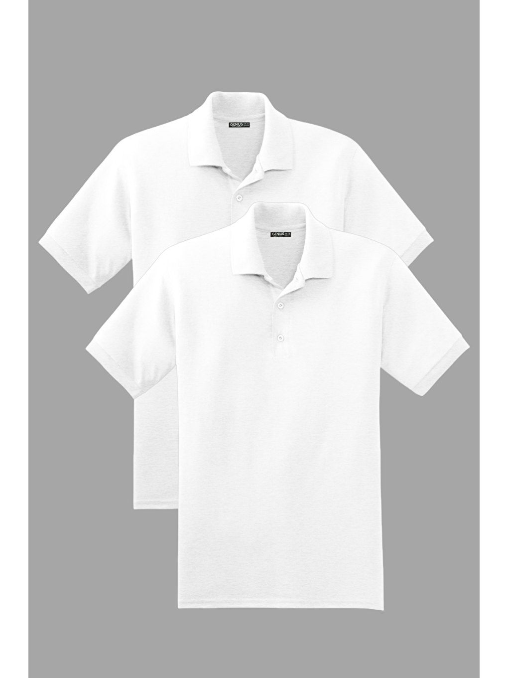 Beyaz Erkek 2'li Çekmeyen Pamuklu Kumaş Regular Fit Standart Kesim Polo Yaka Tişört POLOYAKA-T-SHIRT2