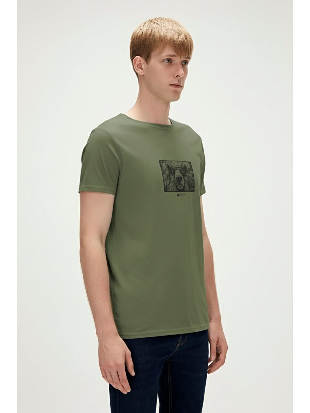 Wall Bear Soluk Yeşil Erkek Baskılı Tişört-1