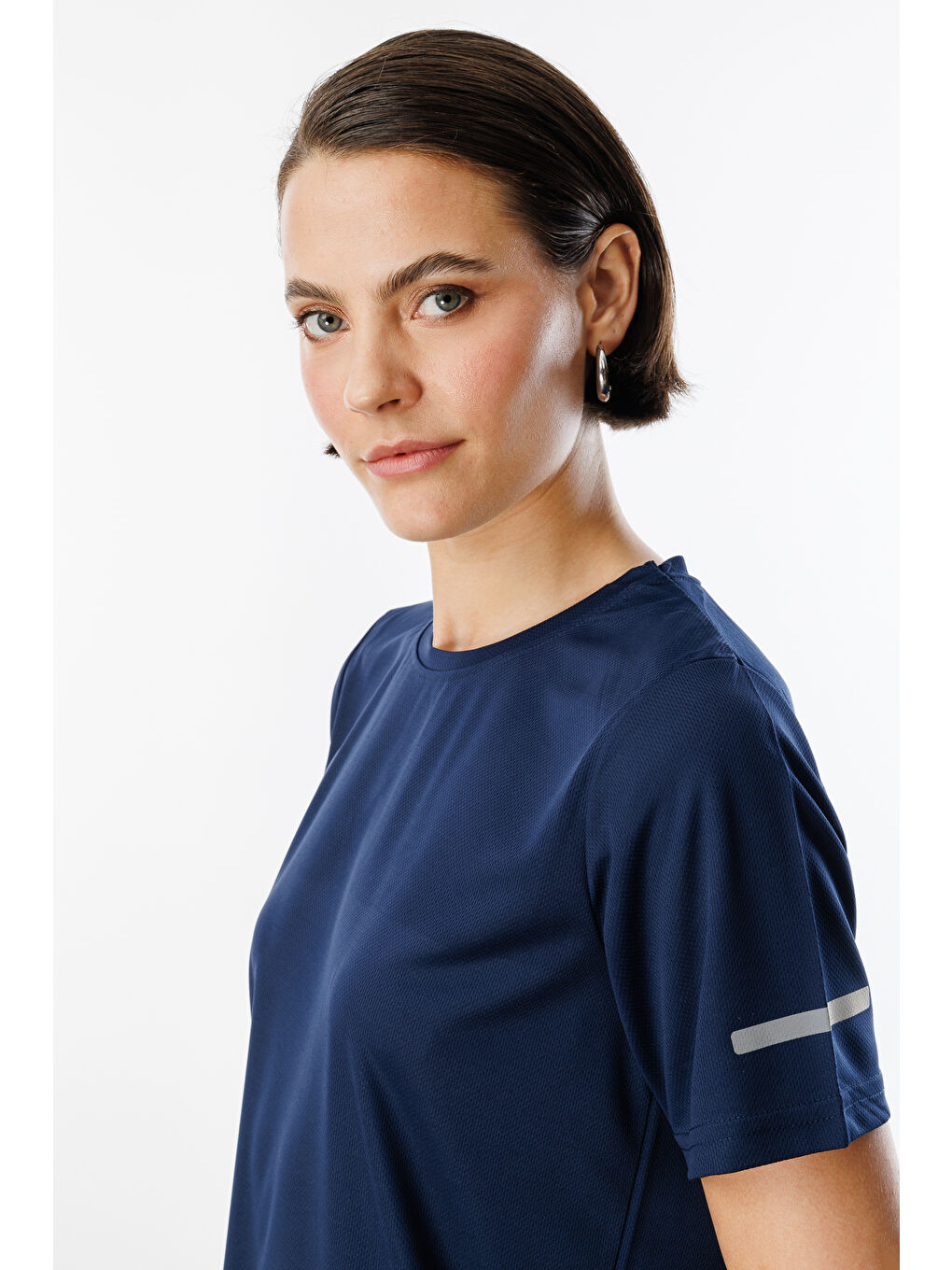 Lacivert Kadın Nem Emici Hızlı Kuruma Atletik Teknik Performans Spor T-shirt DRIFIT-KISAKOL-2