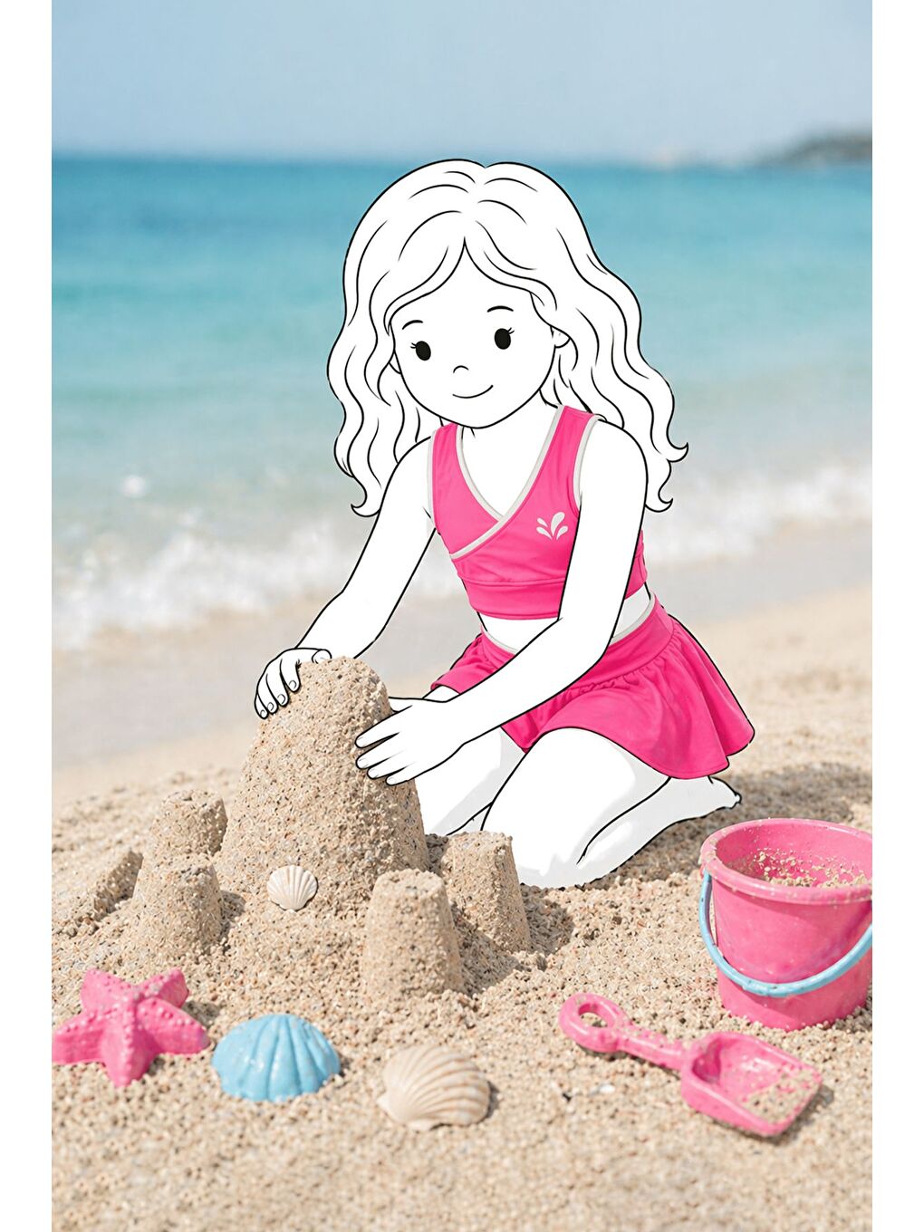 Kız Çocuk Sportif Fuşya Renk Crop - Şort Etek Alt Üst - Takım-4