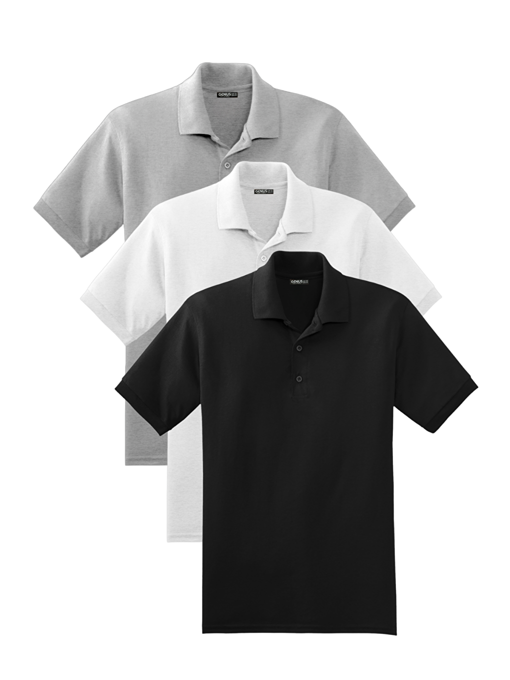 Siyah Erkek 3'lü Çekmeyen Pamuklu Kumaş Regular Fit Standart Kesim Polo Yaka Tişört POLOYAKA-T-SHIRT3