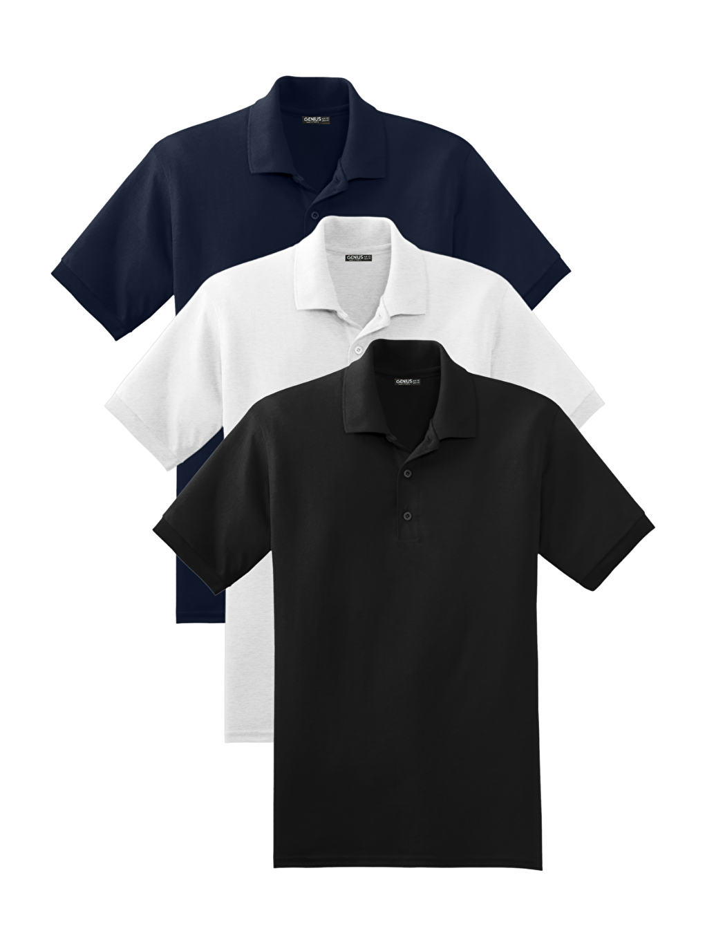 Beyaz Erkek 3'lü Çekmeyen Pamuklu Kumaş Regular Fit Standart Kesim Polo Yaka Tişört POLOYAKA-T-SHIRT3