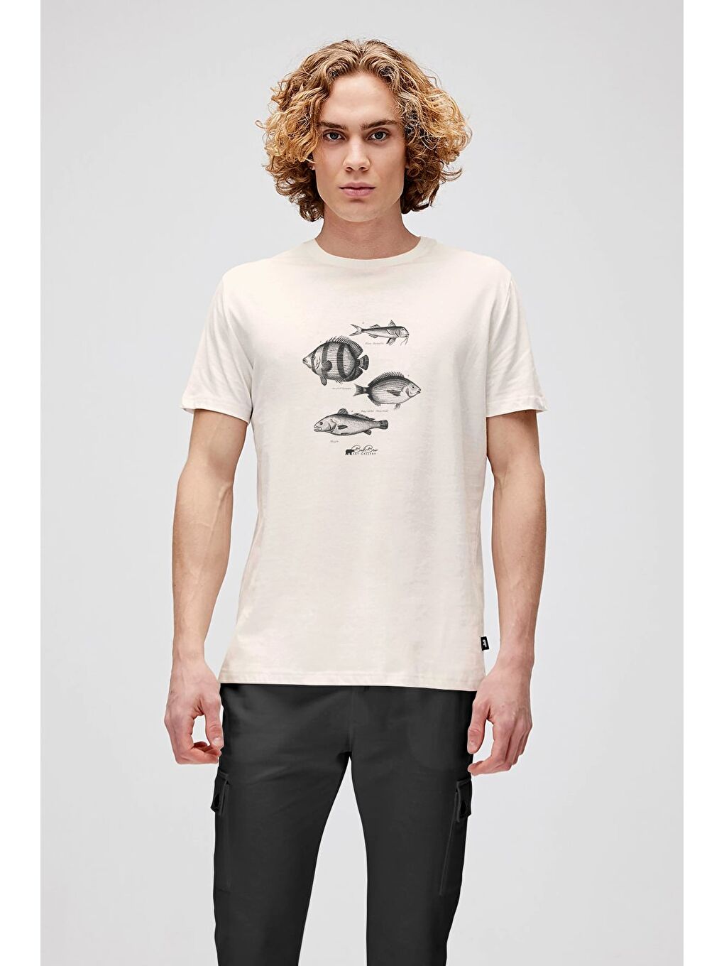 Drawıng Fish Beyaz Erkek Baskılı Tişört