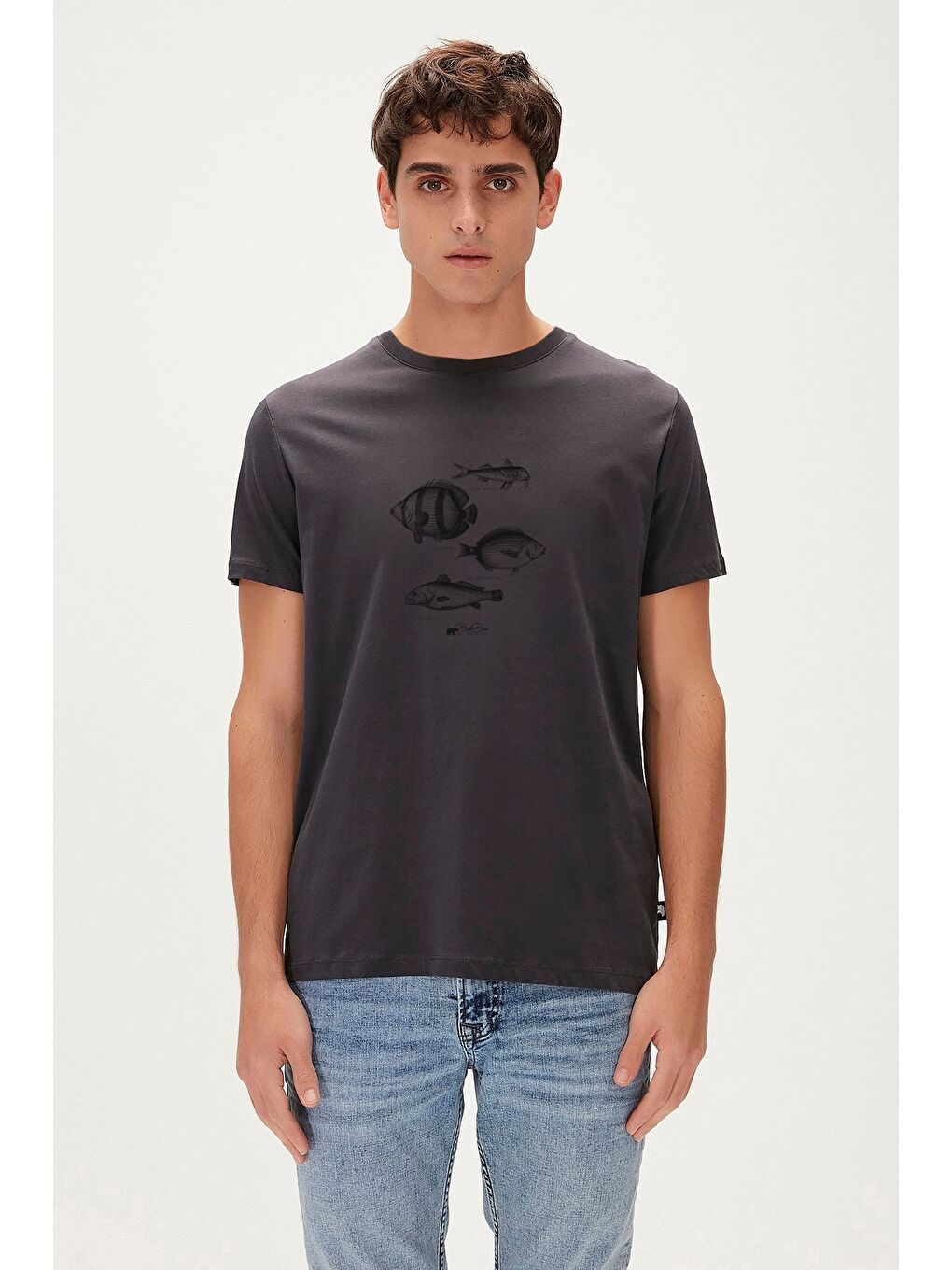 Drawıng Fish Antrasit Erkek Baskılı Tişört