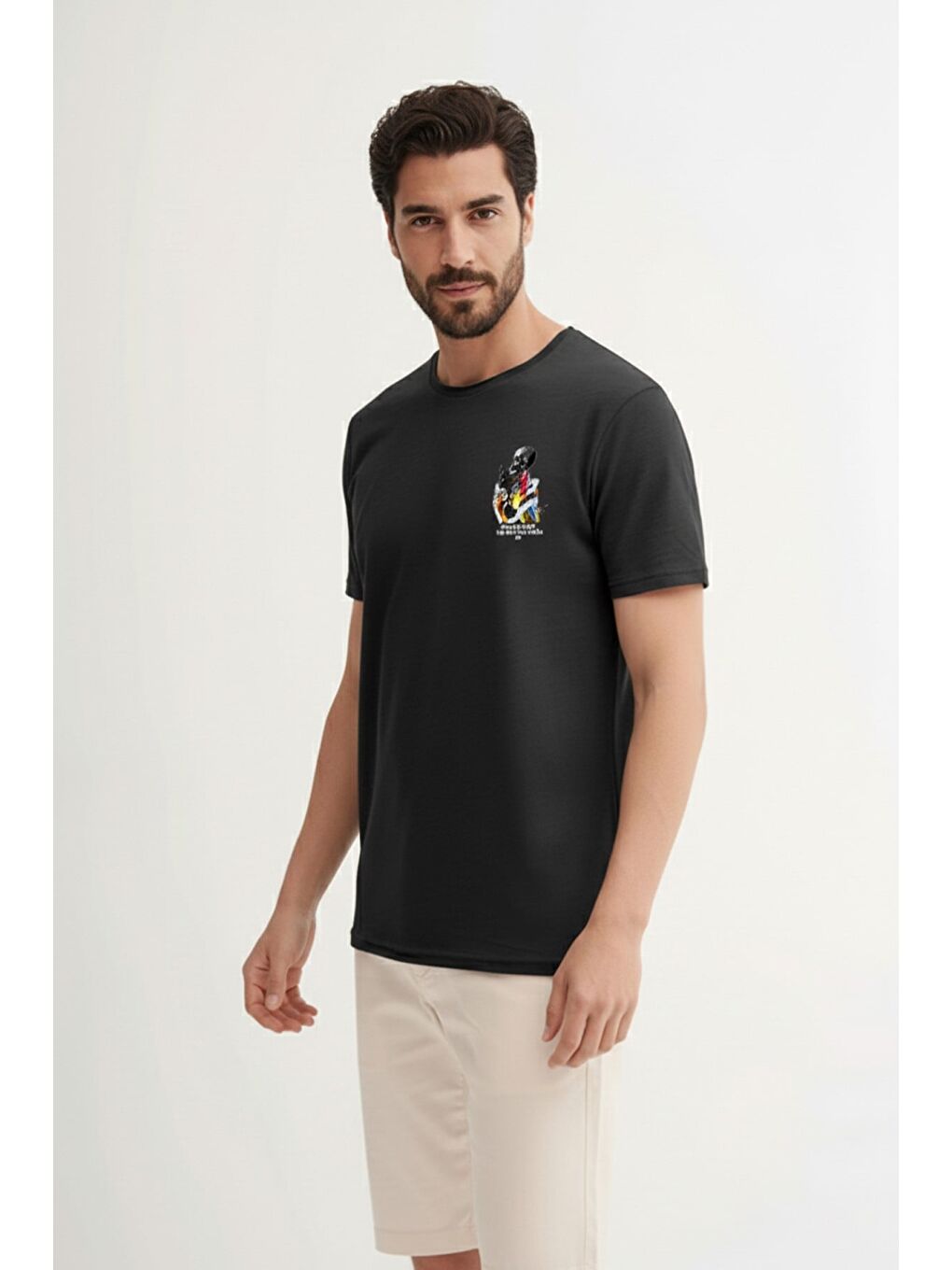 Hurt Siyah Erkek Baskılı Tişört-1