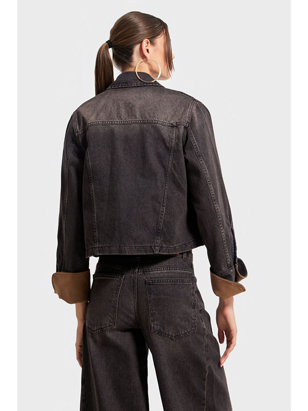 Mavi Kadın T.Kot Rengi 2w5-62 Straight Fit Kolları Süet Kumaş Detaylı Önü Düğmeli Denim Tasarım Ceket-4