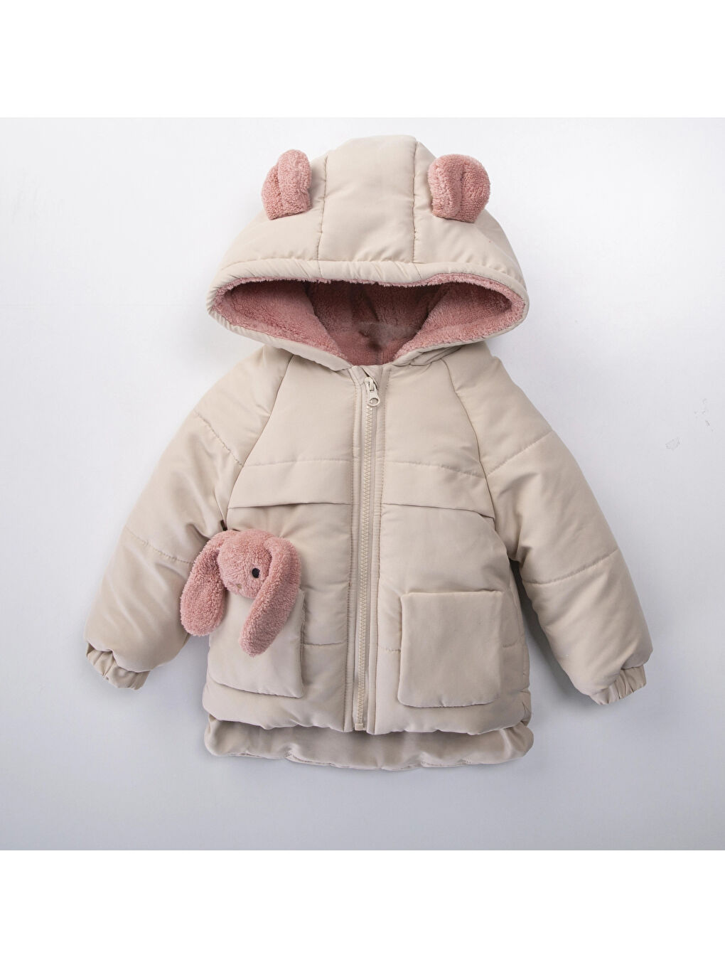 Bej Tavşan Kulaklı Kız Mont 50327