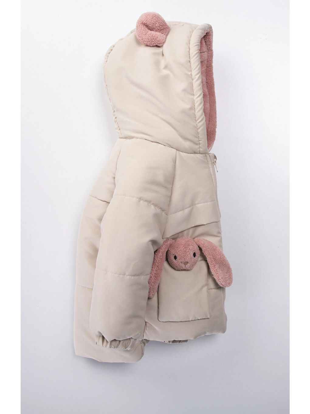 Bej Tavşan Kulaklı Kız Mont 50327-1