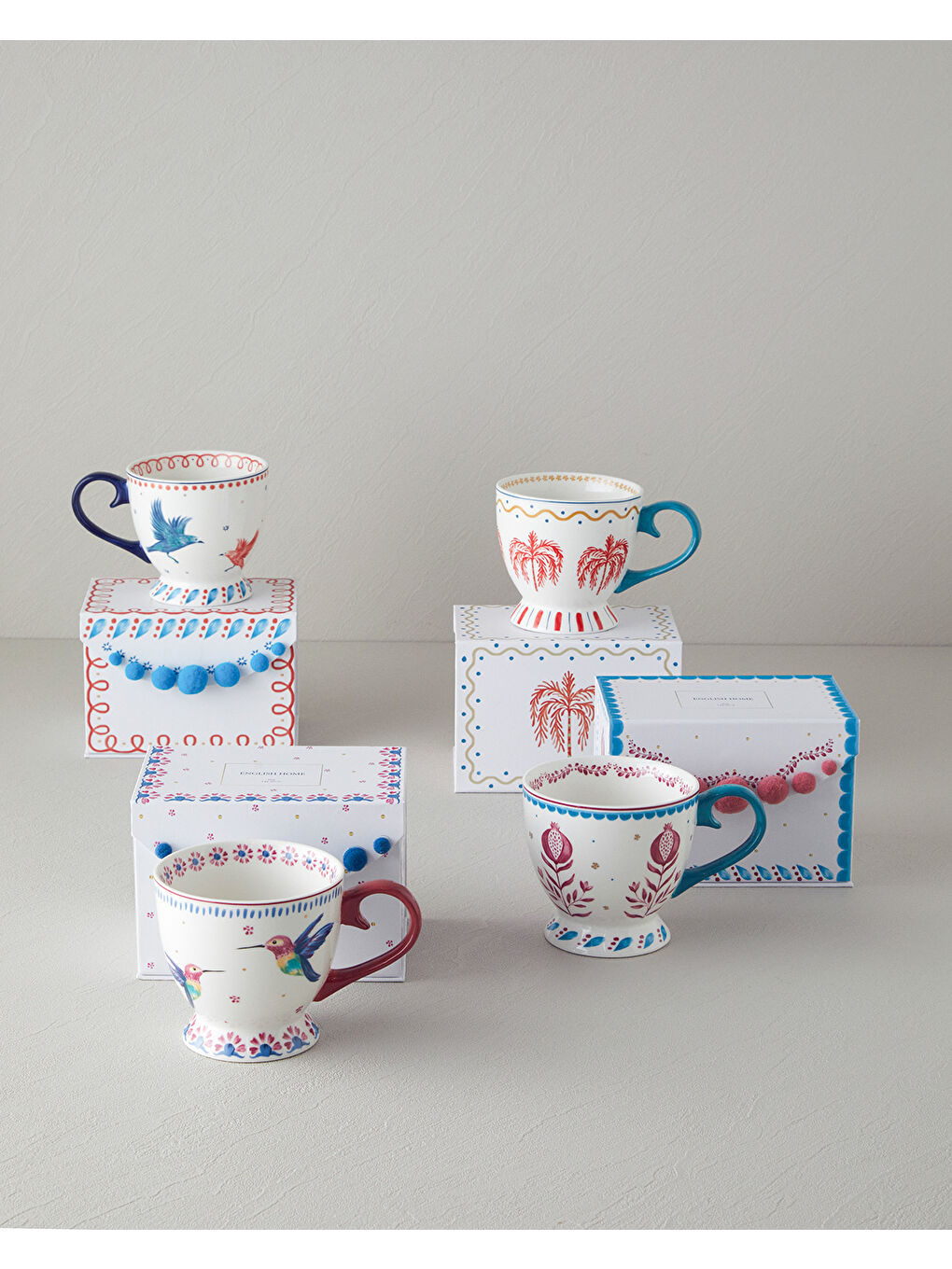 Carnaval Birds New Bone China Kupa Mavi-3