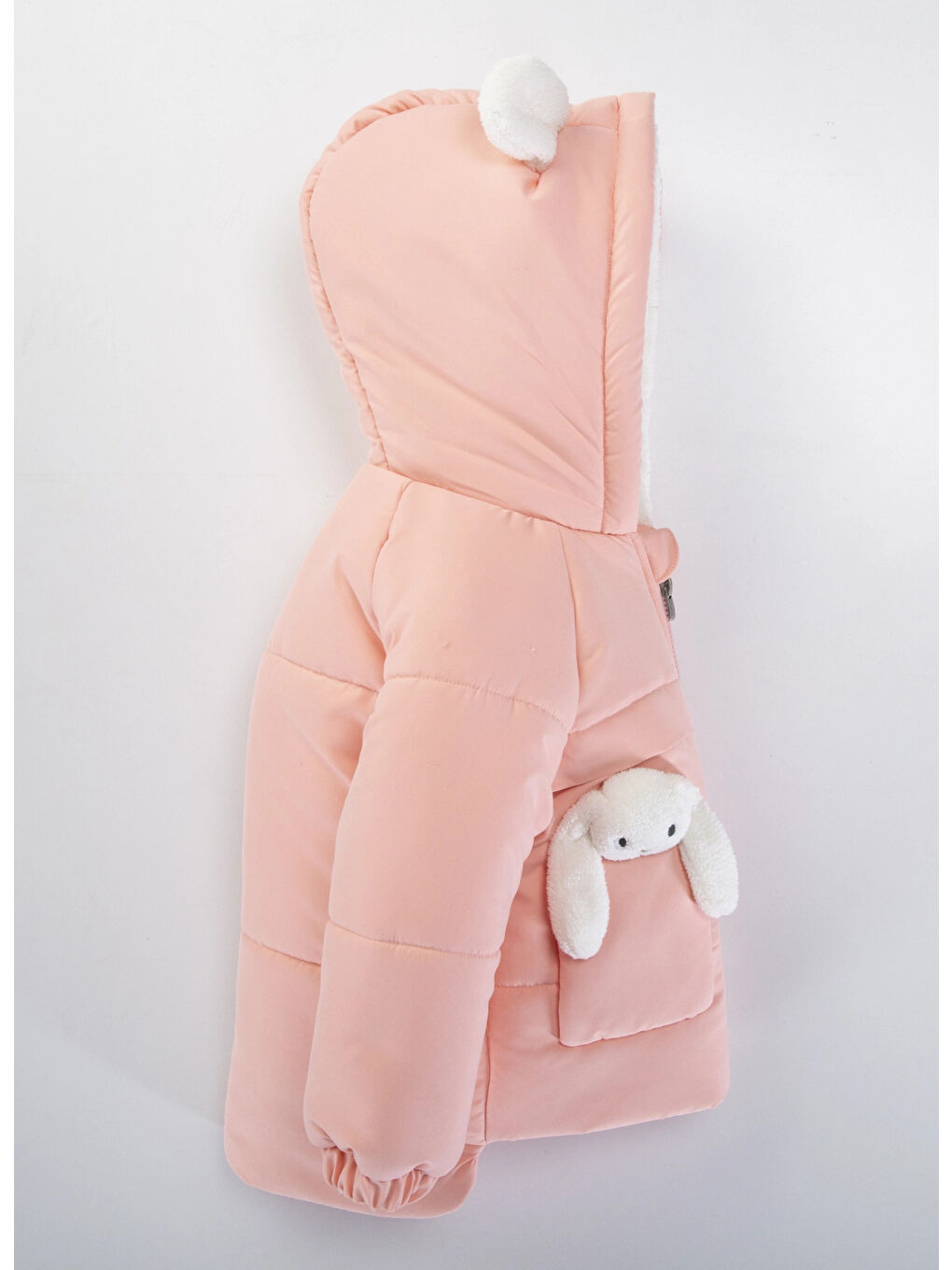 Pembe Tavşan Kulaklı Kız Mont 50327-1