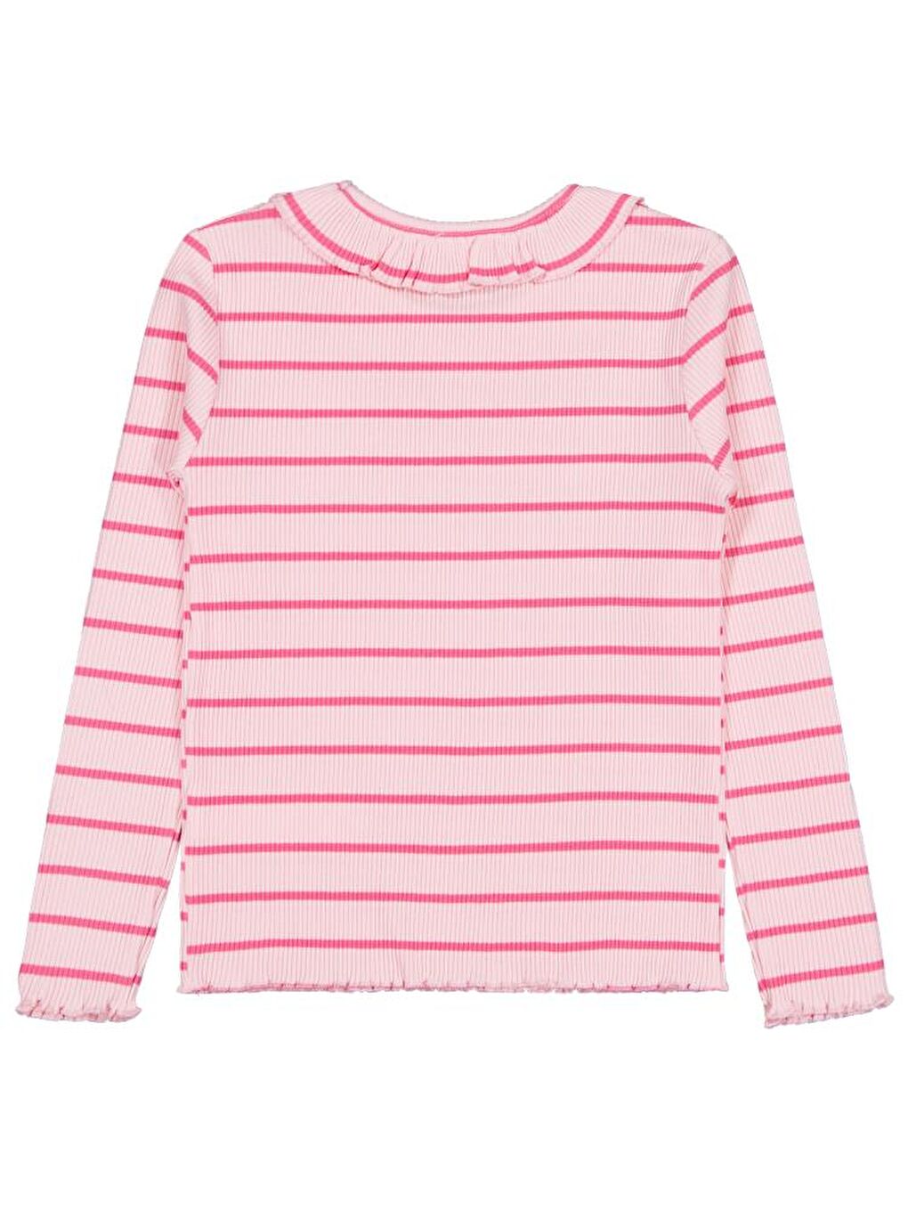 Girls Çizgili 6-9 Yaş Sweatshirt - Pembe 6-7 Yaş-1