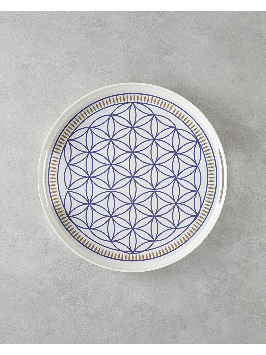 Bluewaves Melamin Tepsi 35 cm Beyaz - Mavi