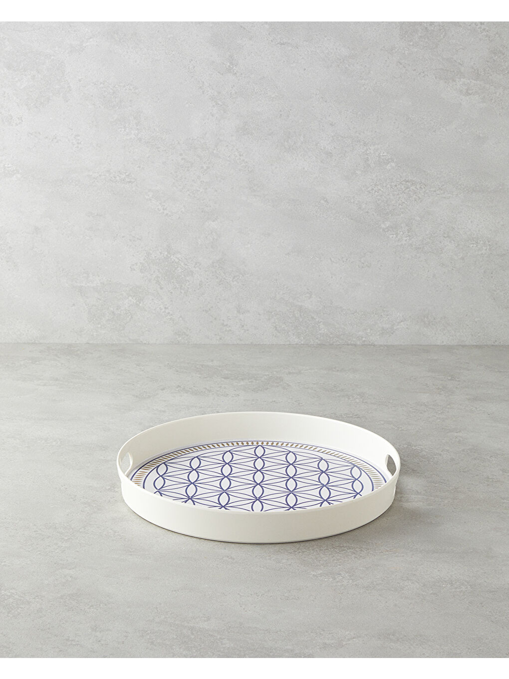 Bluewaves Melamin Tepsi 35 cm Beyaz - Mavi-1