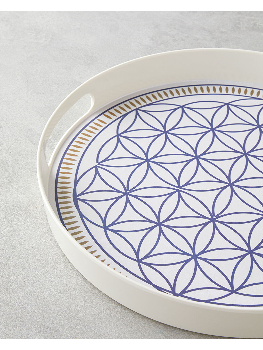 Bluewaves Melamin Tepsi 35 cm Beyaz - Mavi-2