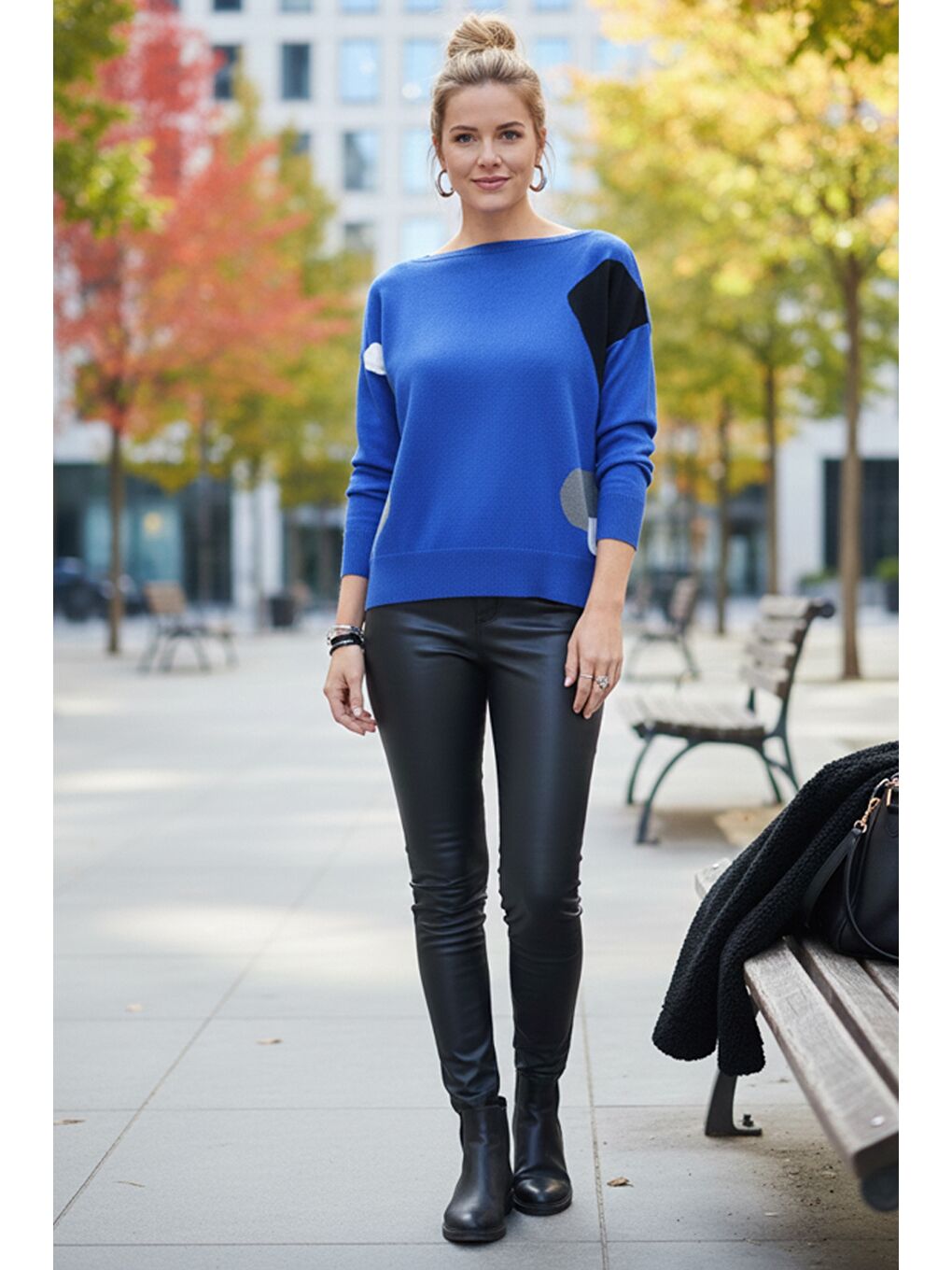 Mavi Kayık Yaka Uzun Kol İnce Casual Triko Kazak 65 60-3