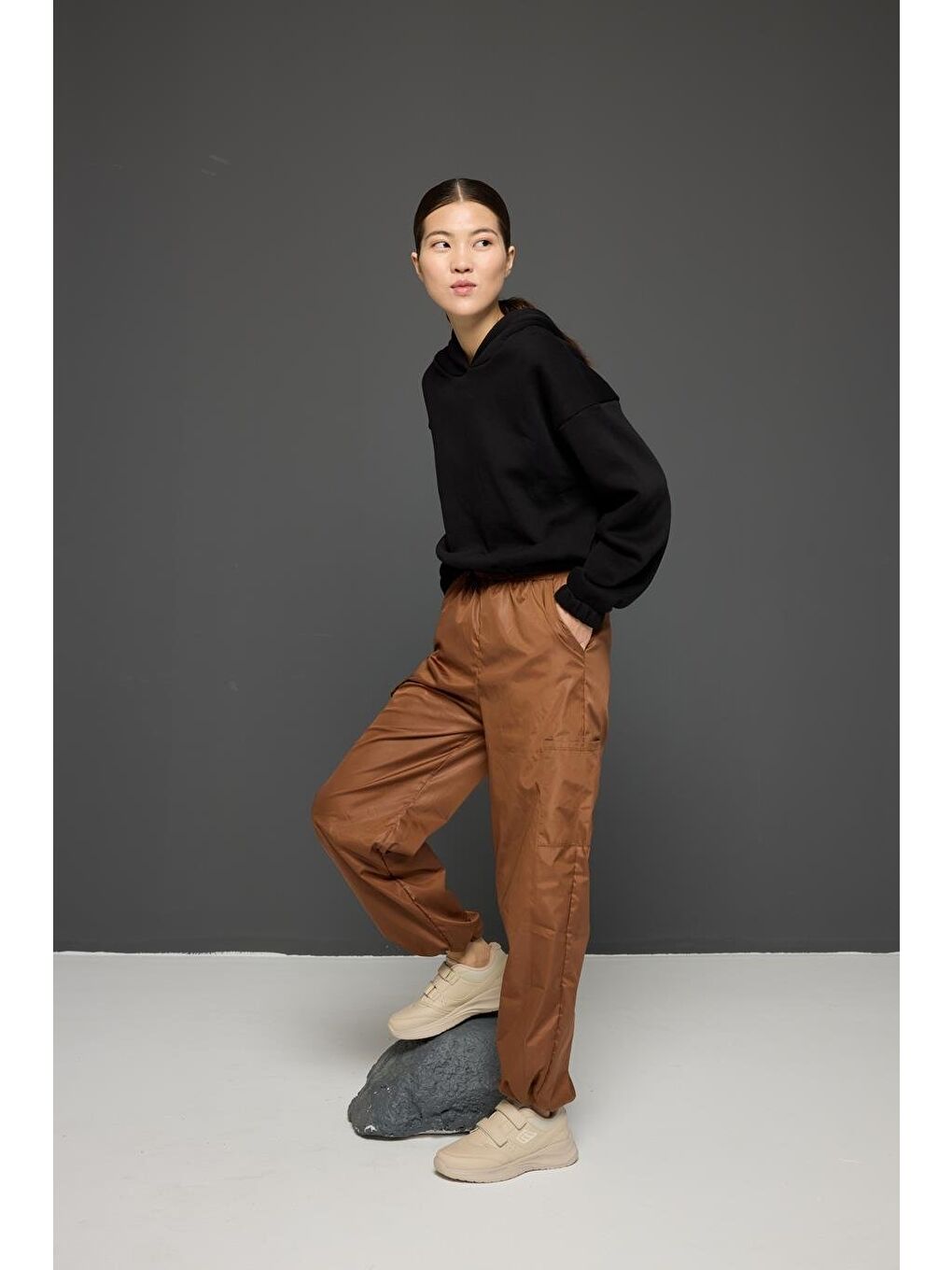 Kadın Günlük Ayakkabı - Bej, Cırtlı-2