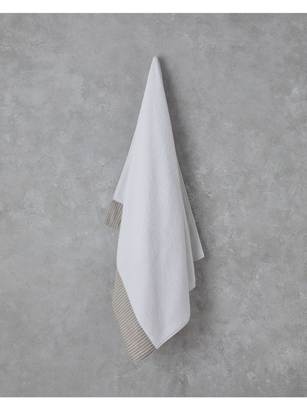 Natural Stripe Pamuklu Banyo Havlusu 90x150 cm Beyaz