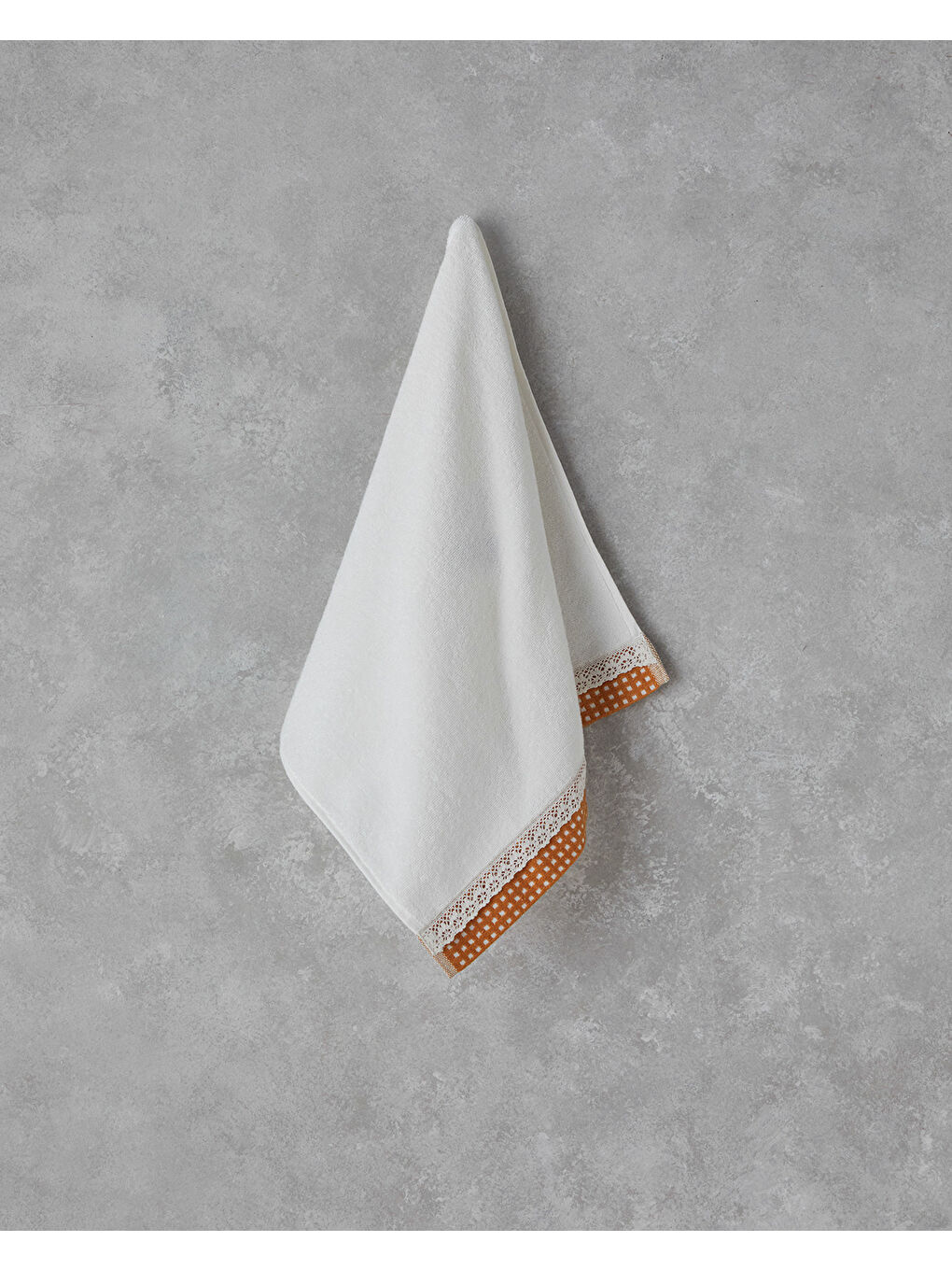 Lila Petite Checked Pamuklu Kroşeli Yüz Havlusu 50x80 cm Ekru-Sarı