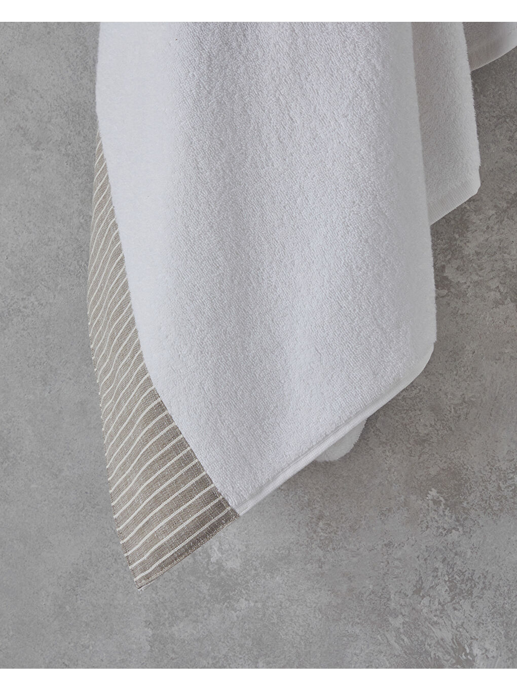 Natural Stripe Pamuklu Banyo Havlusu 90x150 cm Beyaz-1