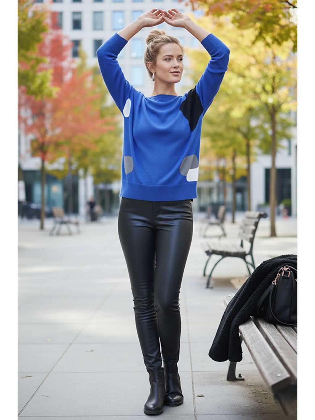 Mavi Kayık Yaka Uzun Kol İnce Casual Triko Kazak 65 60-5