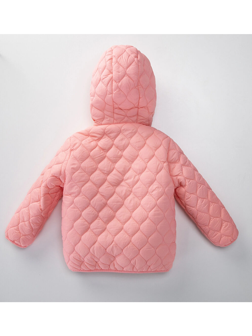 Pembe Desenli Kapüşonlu Kız Çocuk Mont 50142-1