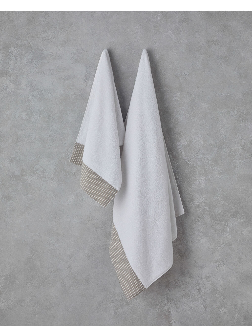 Natural Stripe Pamuklu Banyo Havlusu 90x150 cm Beyaz-2