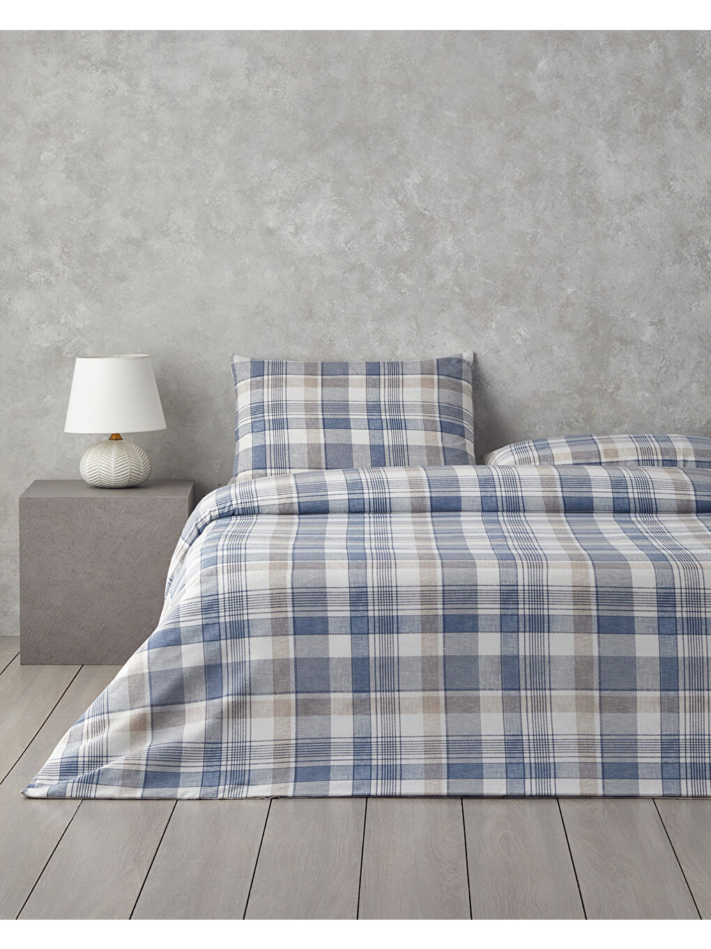 Fresh Tartan Kolay Ütülenir Çift Kişilik Nevresim Takımı 200x220 cm Mavi