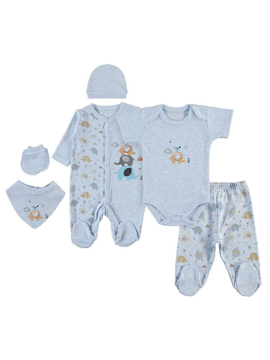 Baby Erkek Bebek 6'lı Zıbın Takımı 0-1 Ay Mavimelanj