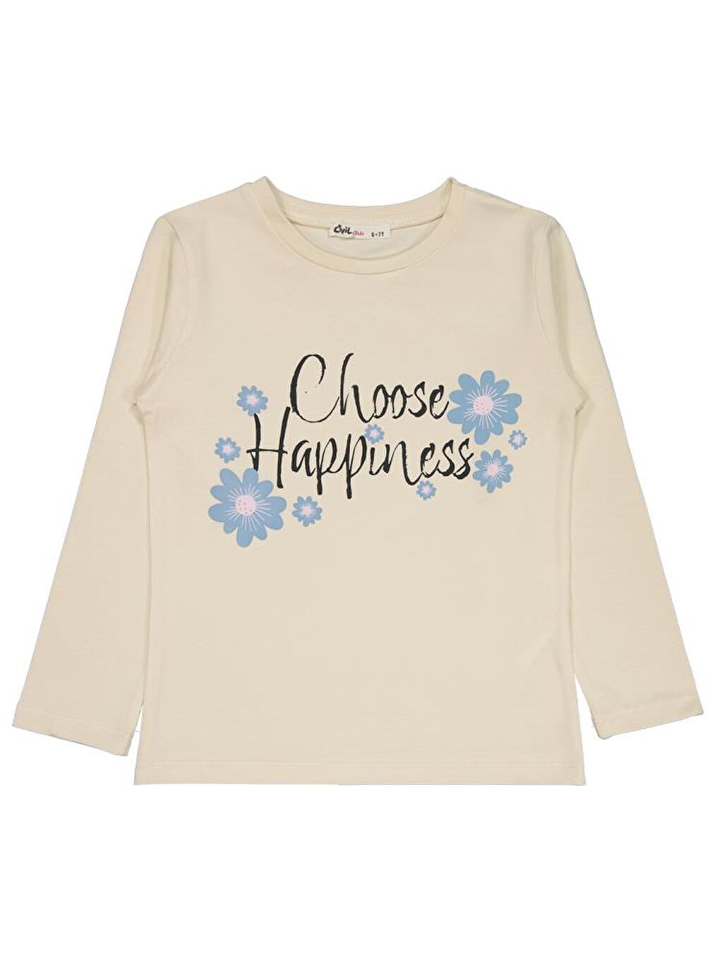 Bej Girls Choose Happiness Baskılı 6-9 Yaş Sweatshirt - Fil Dişi 6-7 Yaş
