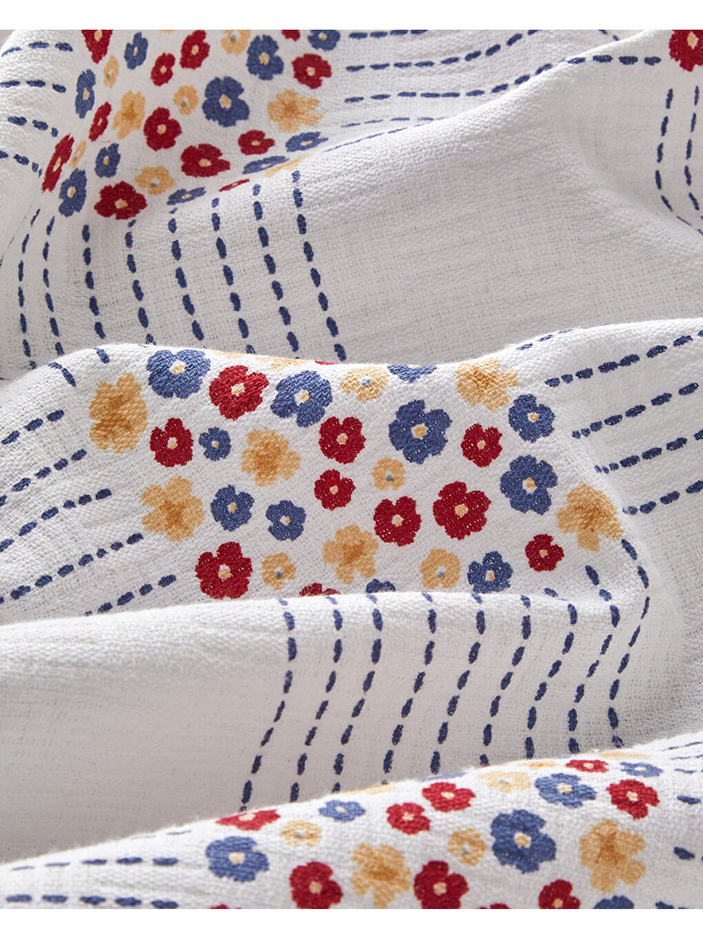 Daisy Plaid Baskılı Pamuklu Çift Kişilik Pike 200x220 cm Mavi-3