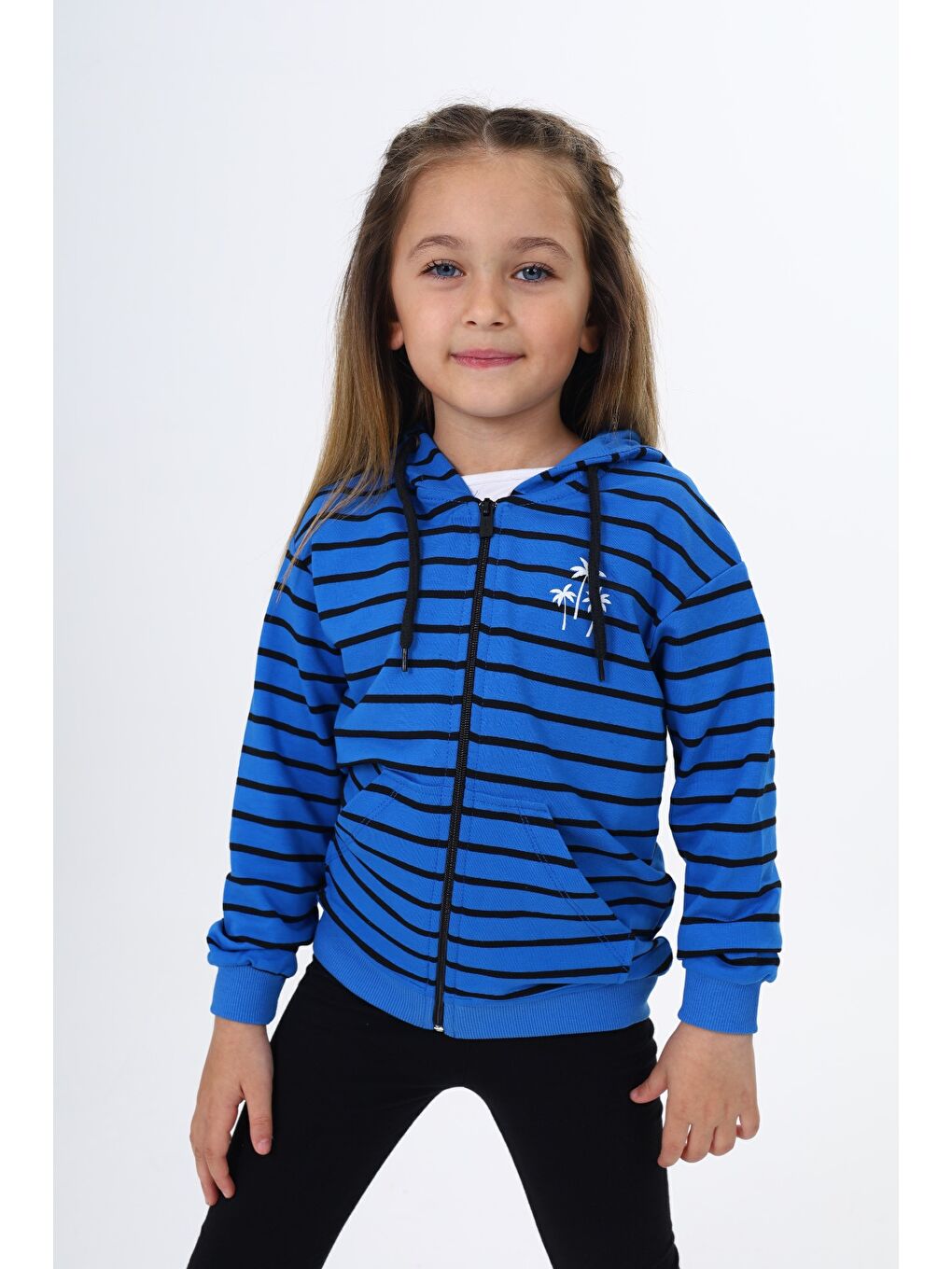 Mavi Kız Çocuk Baskılı Hırka