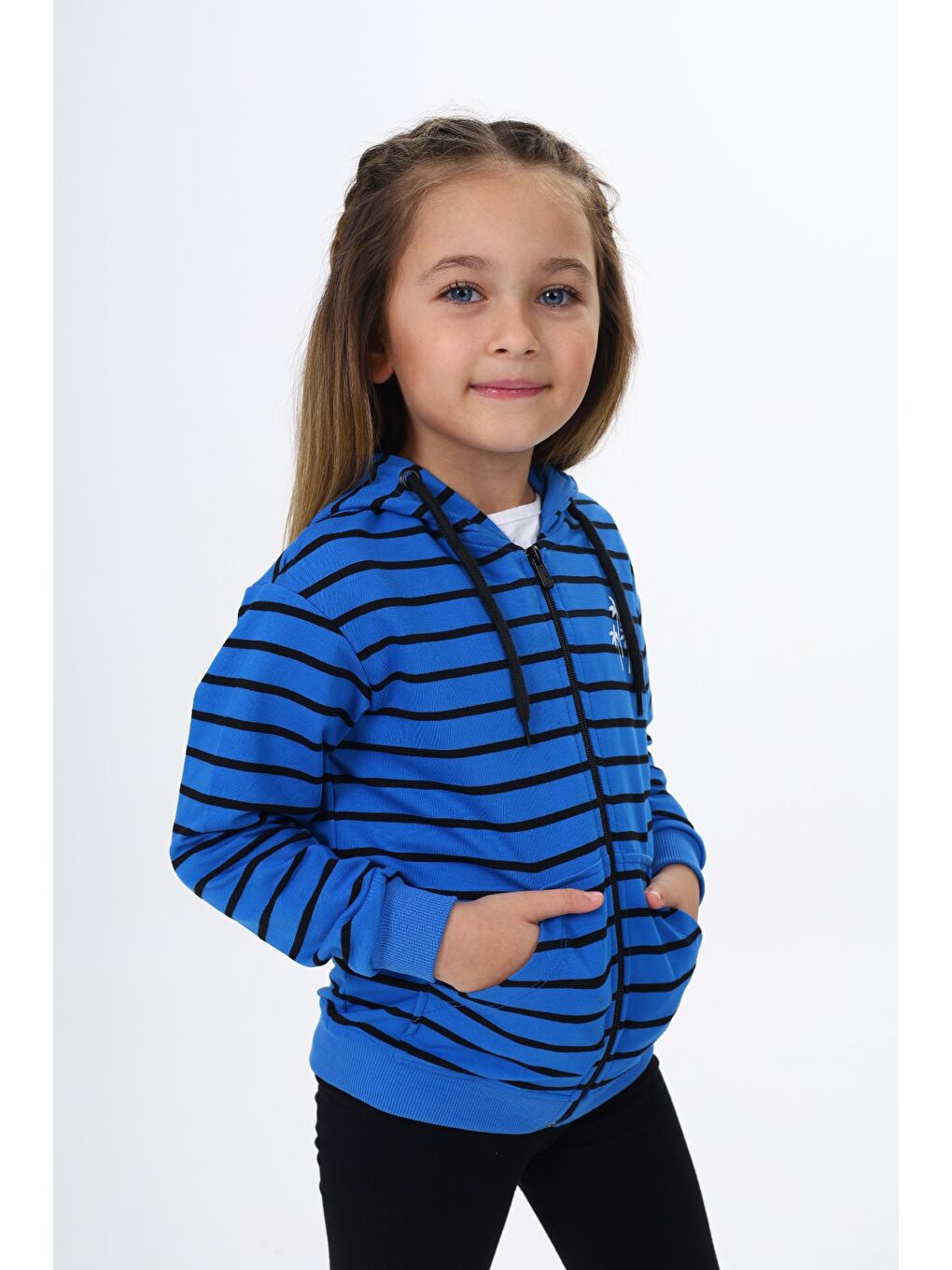 Mavi Kız Çocuk Baskılı Hırka-1