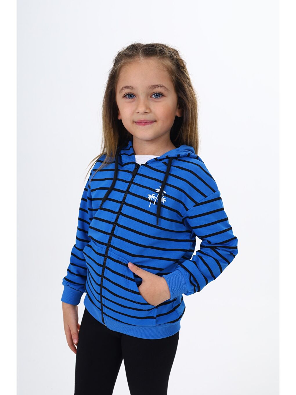 Mavi Kız Çocuk Baskılı Hırka-3