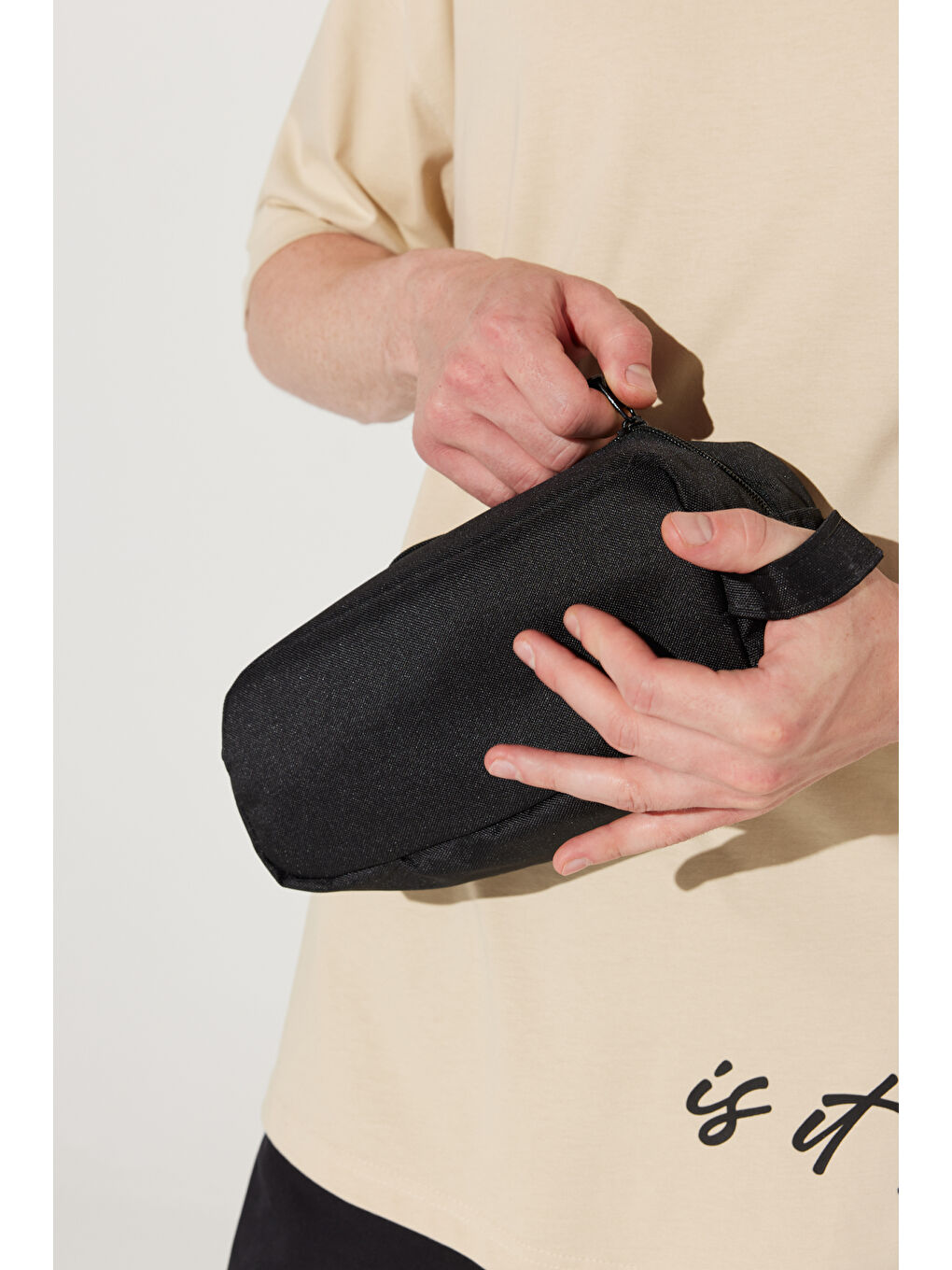 Erkek Siyah-Kahverengi Fermuarlı El Çantası-3