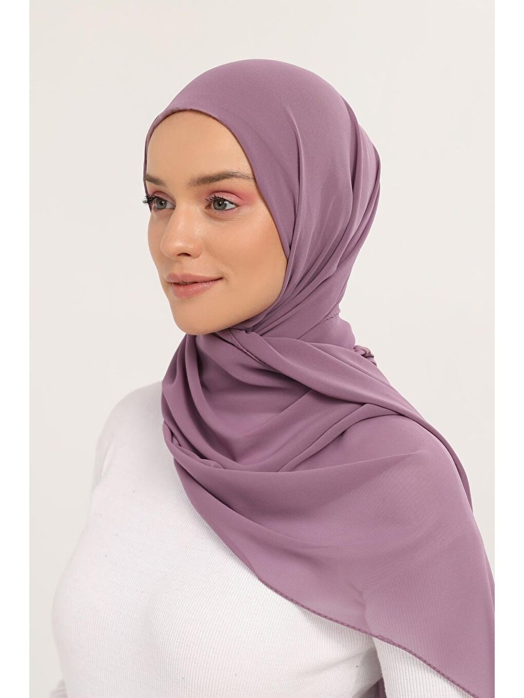 Pembe Hazır Pratik Lüks Boyunluklu Boneli Şifon Şal-1