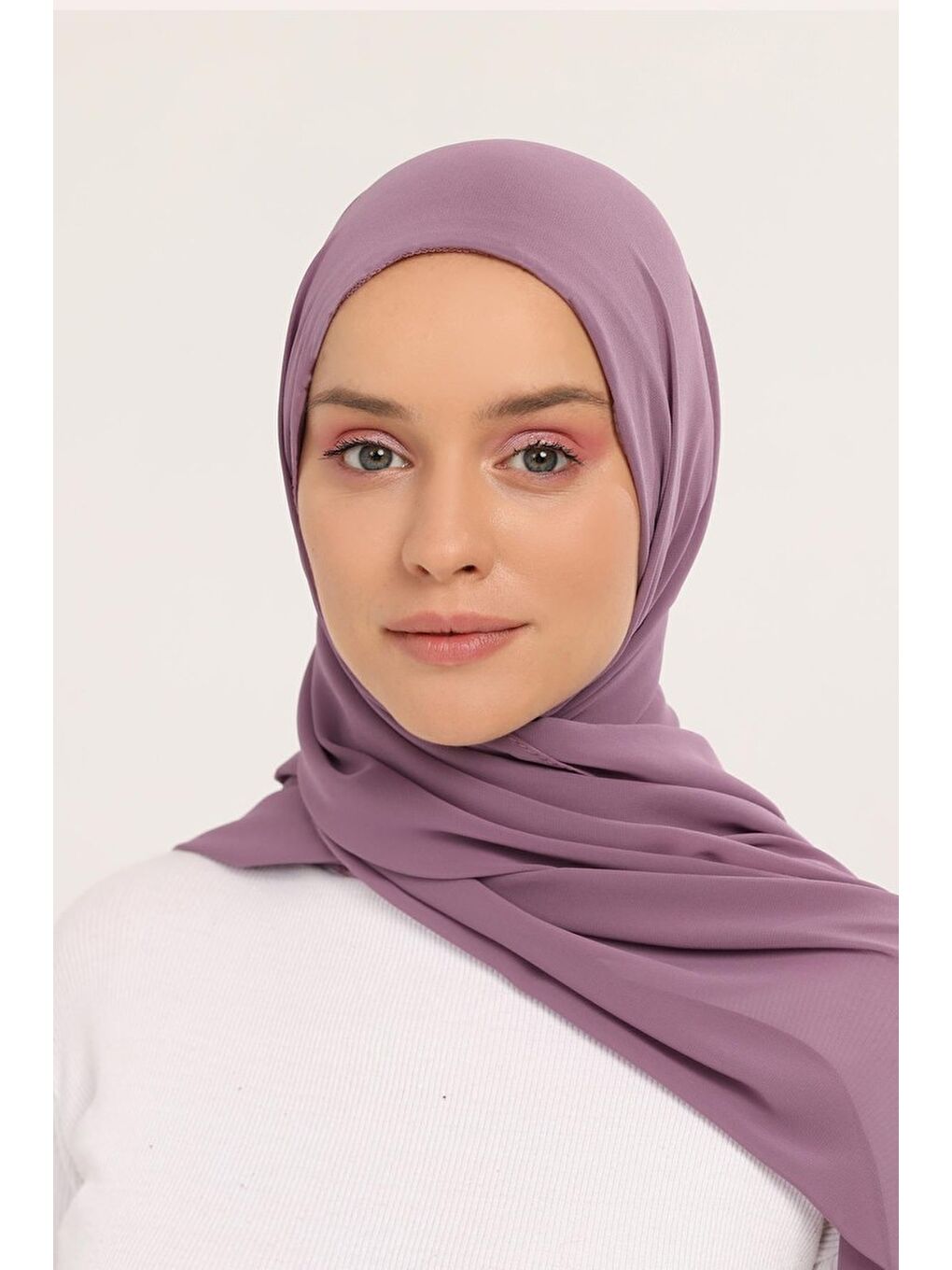 Pembe Hazır Pratik Lüks Boyunluklu Boneli Şifon Şal-2