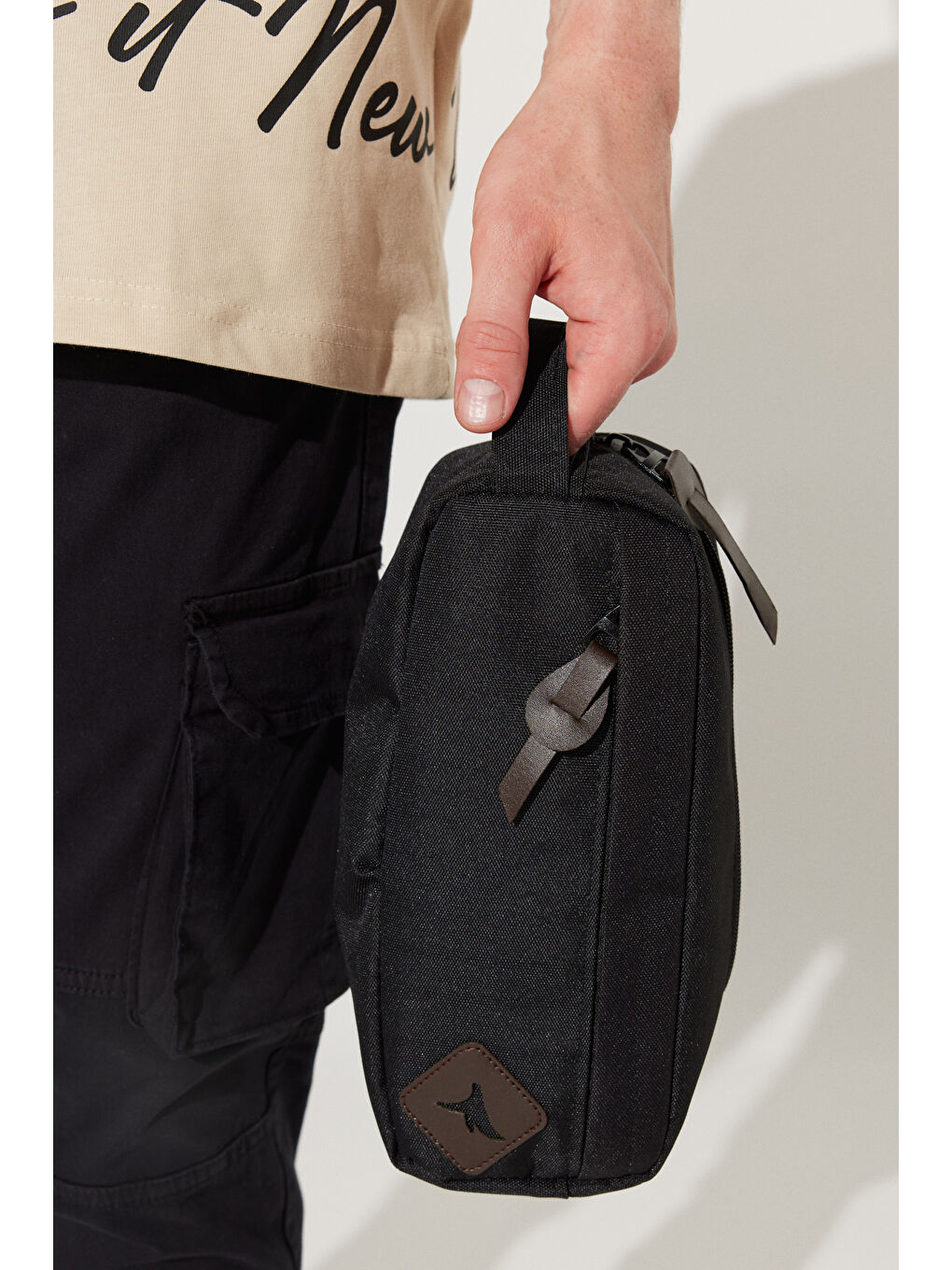 Erkek Siyah-Kahverengi Fermuarlı El Çantası-8