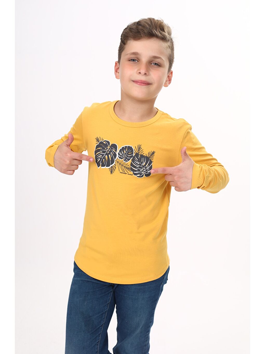 Sarı Erkek Çocuk Baskılı Tişört-1