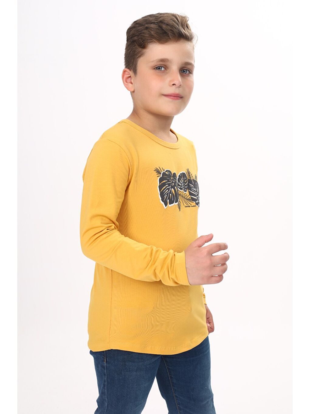 Sarı Erkek Çocuk Baskılı Tişört-3