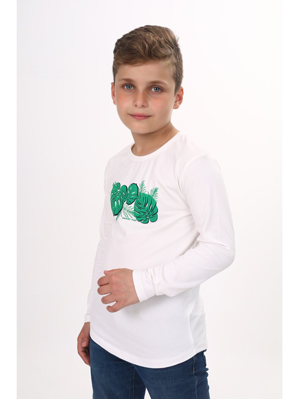 Ekru Erkek Çocuk Baskılı Tişört-1