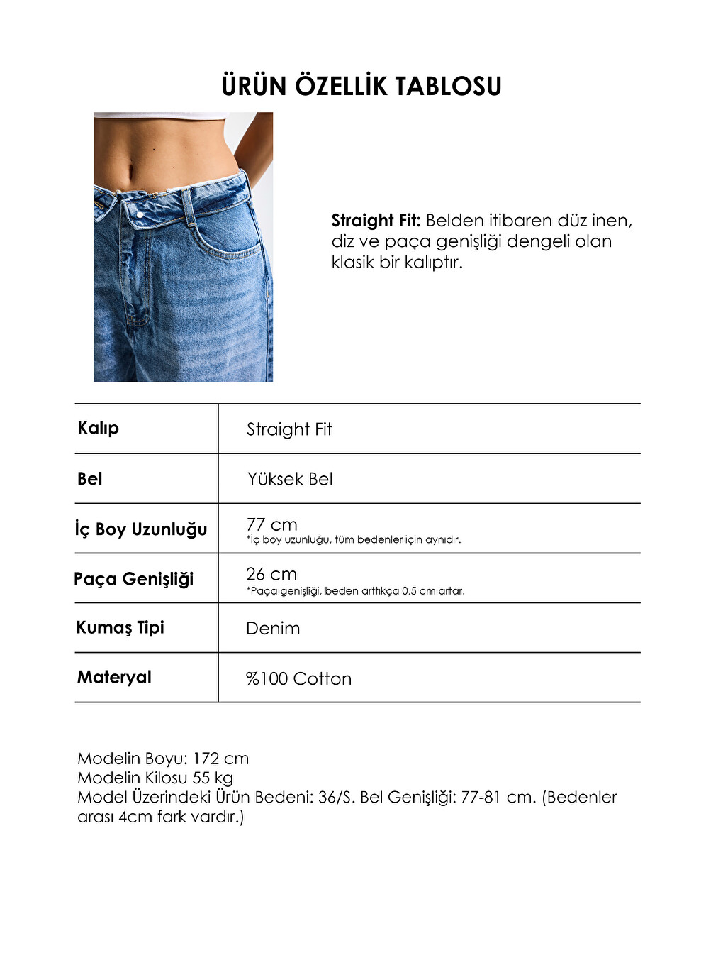 Kadın Mavi 4s6-4 Straight Fit Kemer Detaylı Özel Tasarım Denim Jean-4