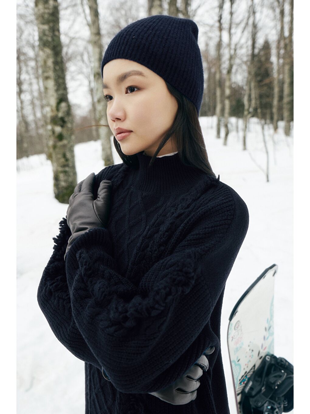 Püskül Detaylı Örme Kazak Lacivert-1